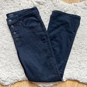 J. Crew Outlet: Dark Denim Button Up High Rise Crop Flair Jeans Size 25